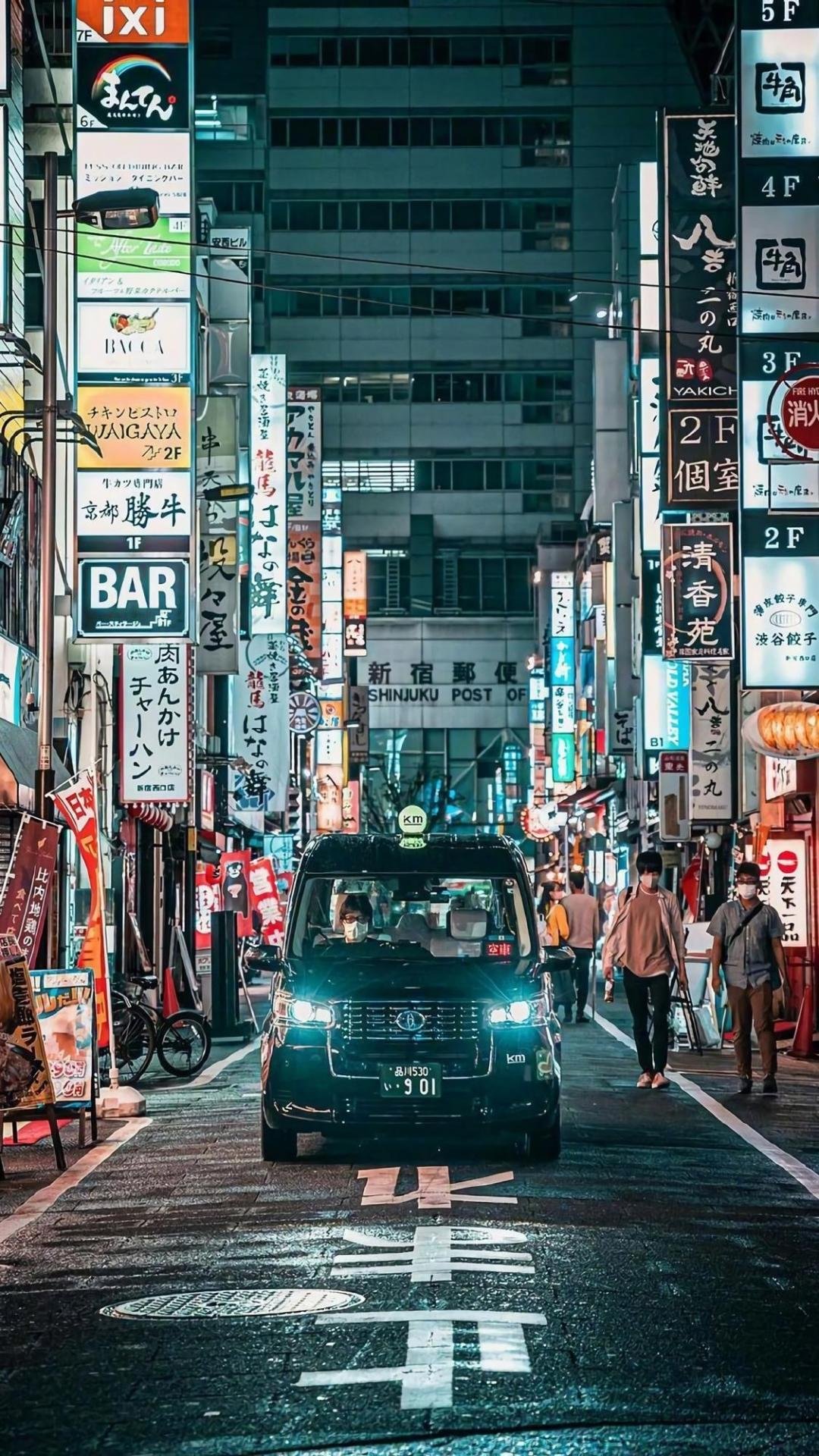 繁华的日本城市街景风光,高清图片,手机壁纸