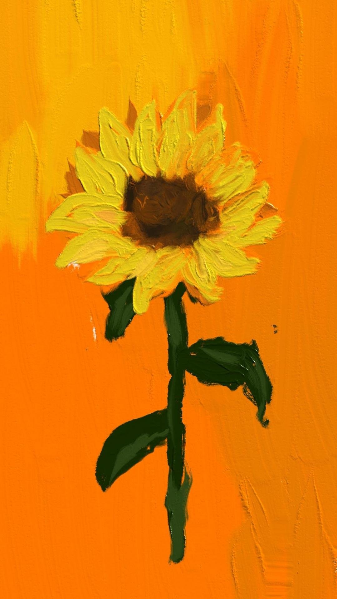 手绘版的向日葵插画