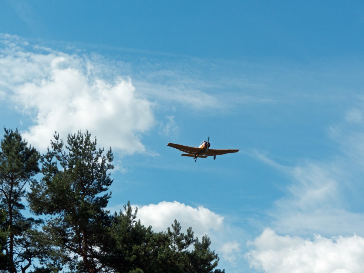 蓝色天空飞机飞行图片