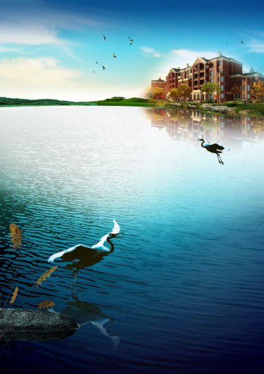 高清水景画图片