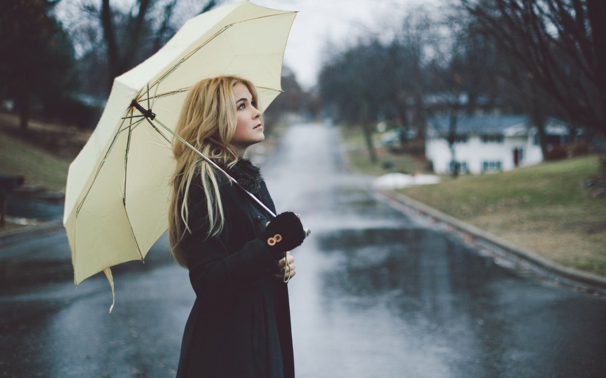 女生雨中撑伞唯美图片图片