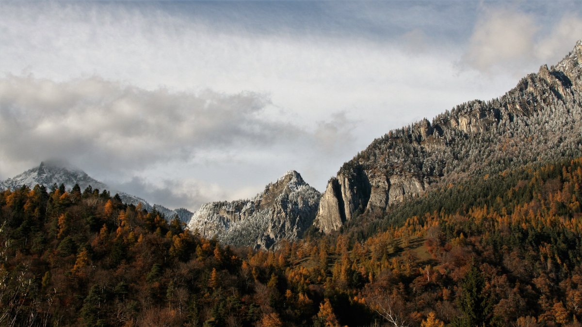 阿爾卑斯山冬季風景圖片,高清圖片