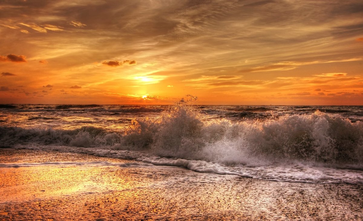 丹麥海岸唯美夕陽風景圖片