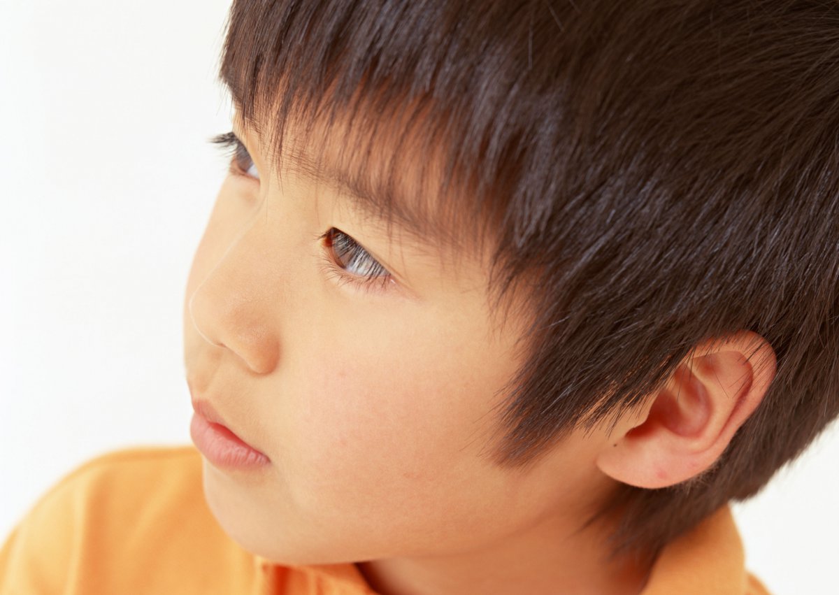 聪明伶俐的小男孩特写图片