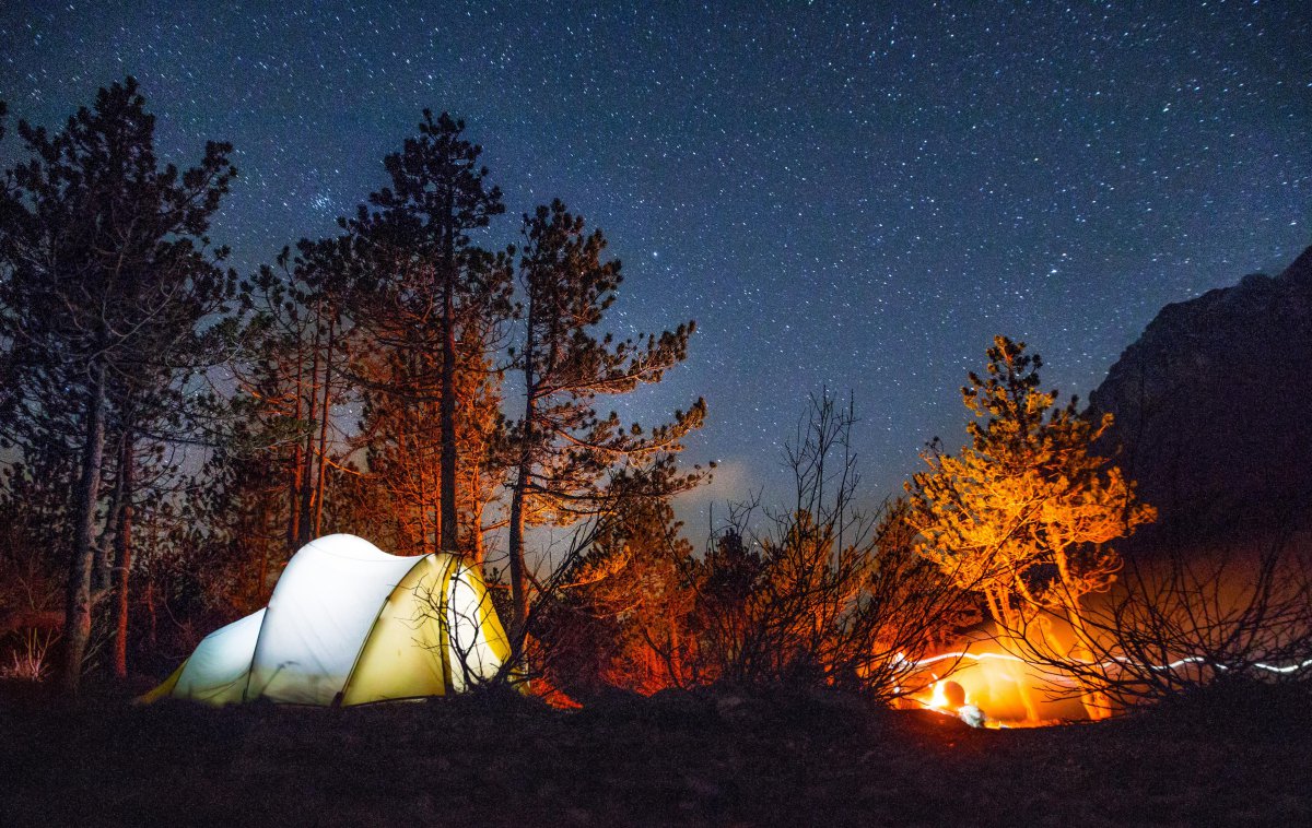 晚上野外露营帐篷图片图片