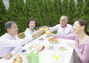 老年人户外聚餐图片