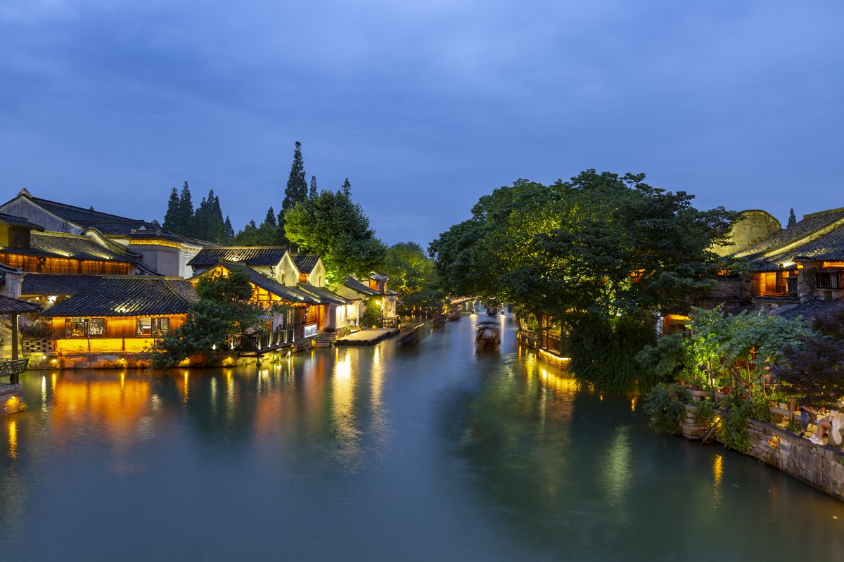 浙江嘉興烏鎮夜景圖片