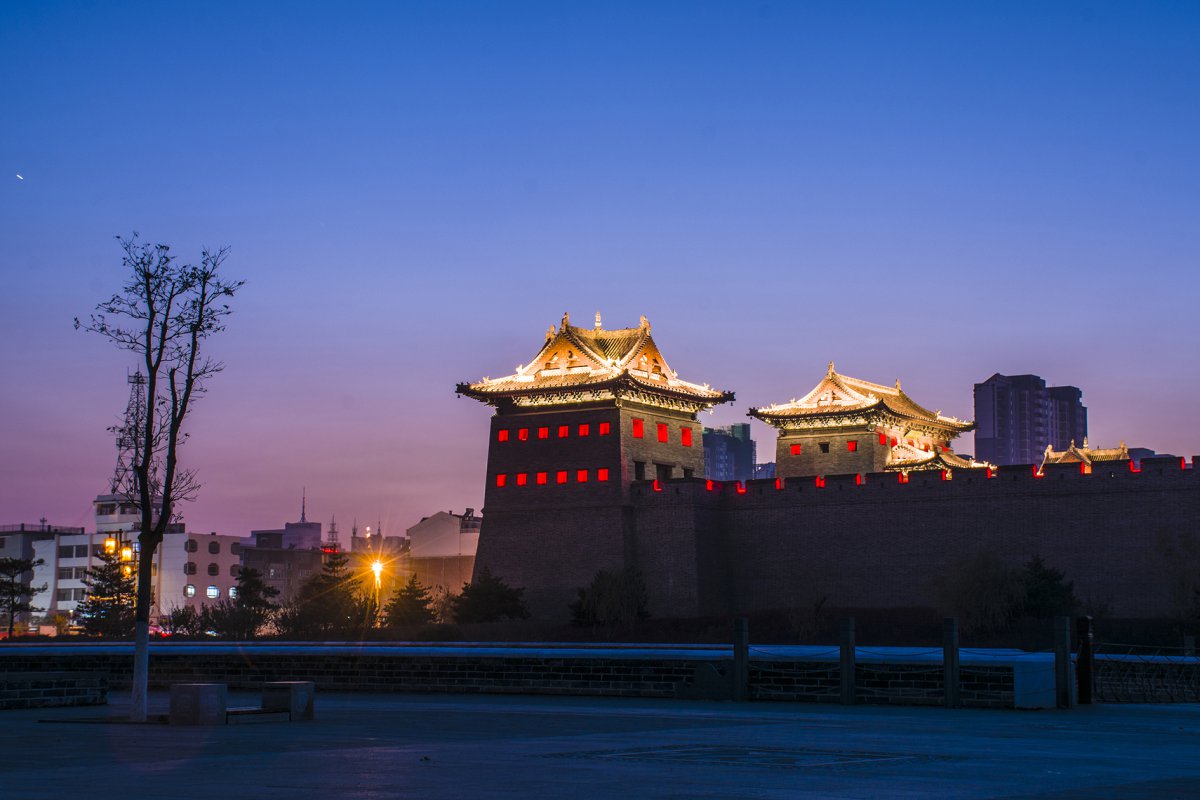 山西大同城牆夜景圖片,高清圖片