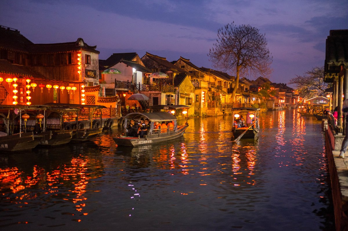 浙江西塘古鎮夜景圖片