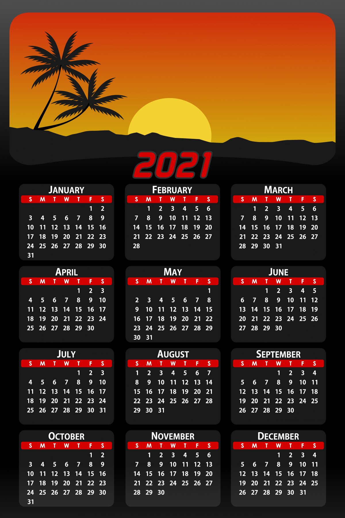 2021年日历高清大图图片