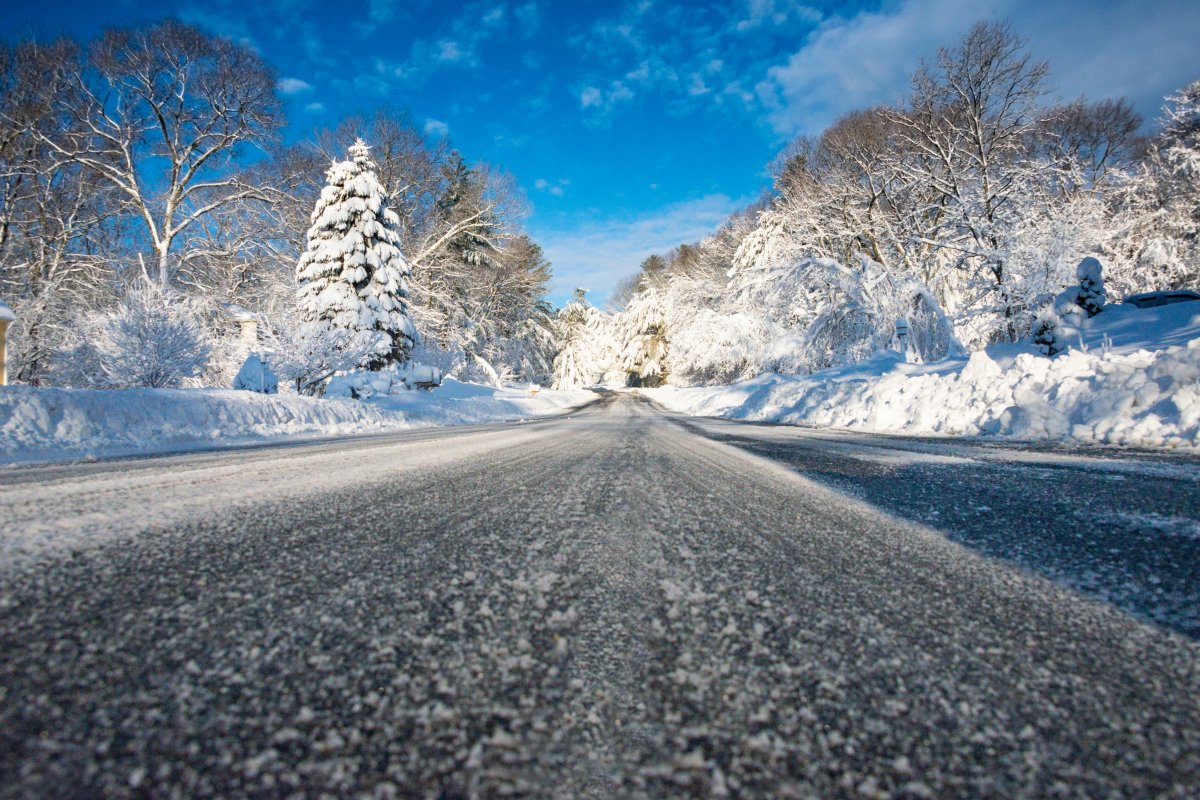 冬季森林公路雪景圖片,高清圖片