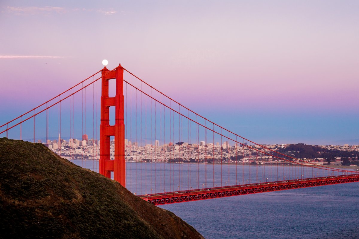 美国加利福尼亚宏伟的金门大桥建筑风景图片,高清图片