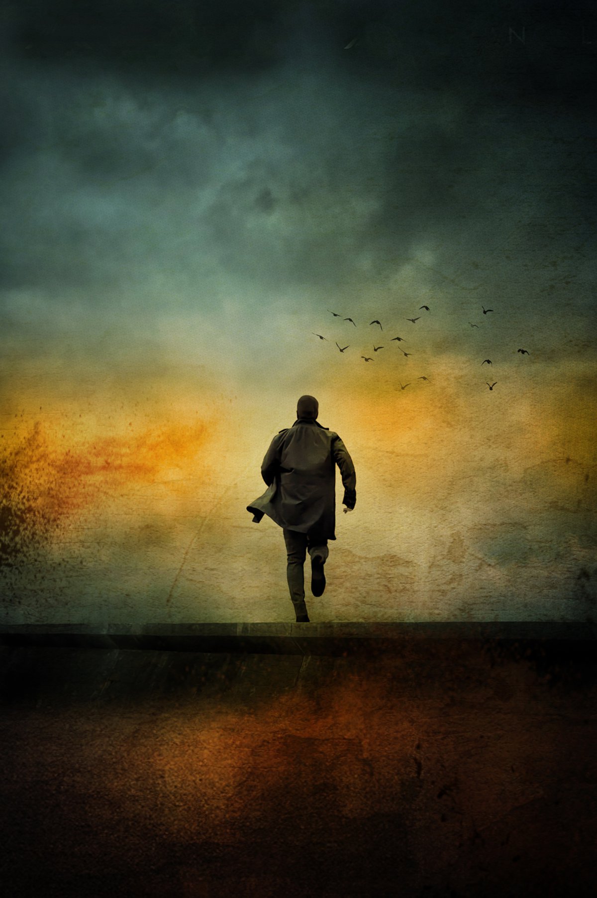 欧美电影风人物背影图片