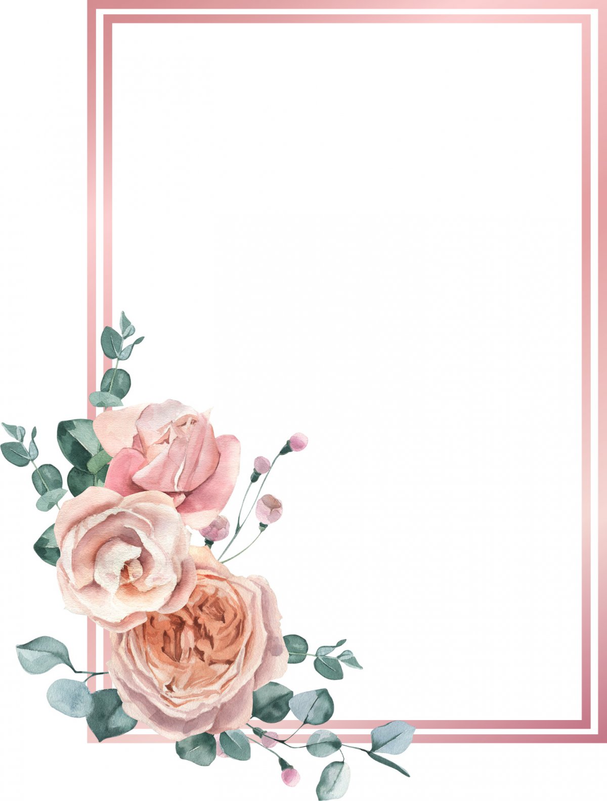 水彩画风玫瑰边框图片