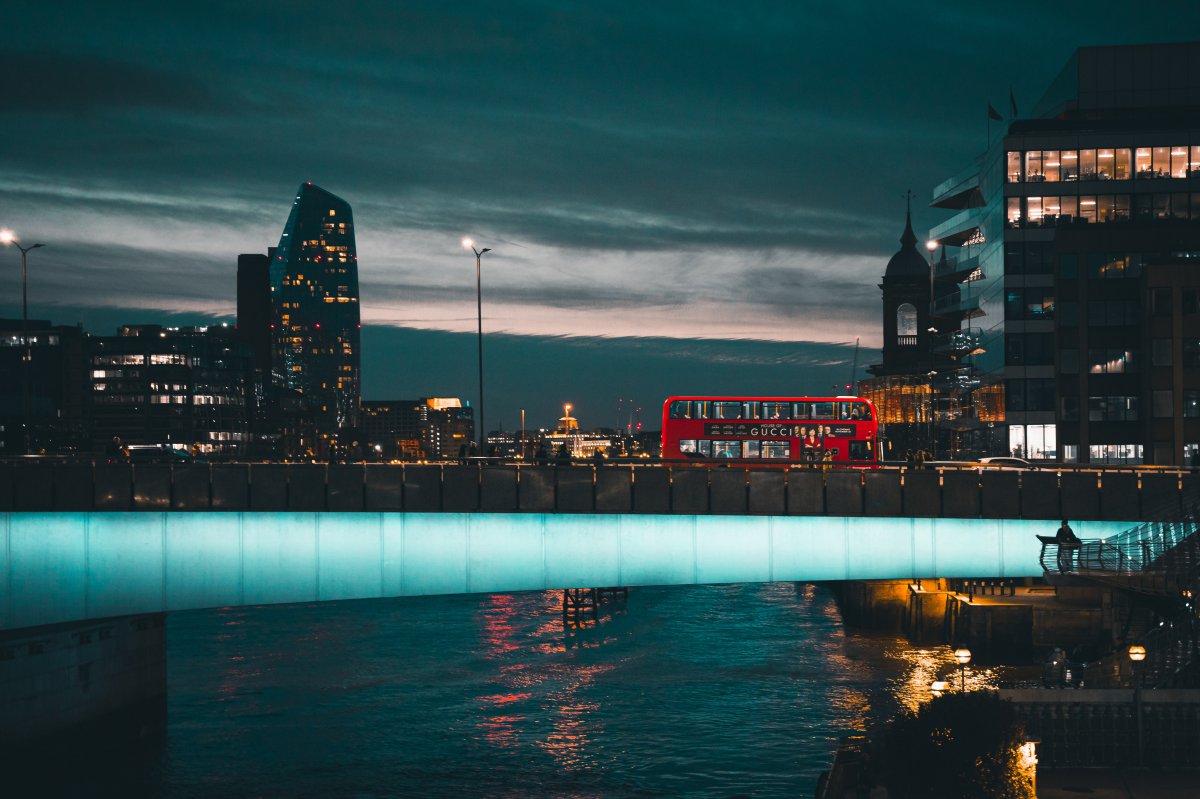 现代都市江滨夜景图片