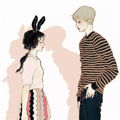 治愈系情侣头像一对两张素描高清手绘