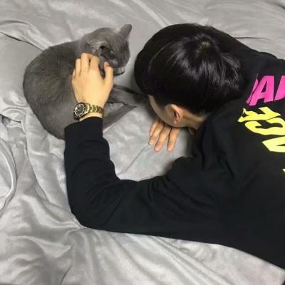 帅气男生怀抱小动物头像率真有爱