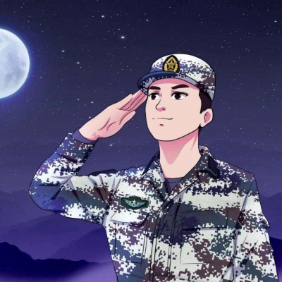 手绘军人头像送给爱国的男儿们