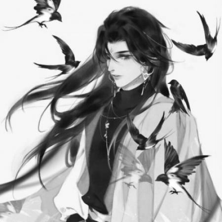 古风男生手绘黑白头像