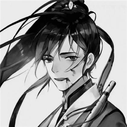 黑白古风动漫男头像
