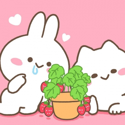 可爱卡通手绘头像非常卡哇伊的两只小兔子