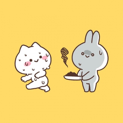 可爱卡通手绘头像非常卡哇伊的两只小兔子