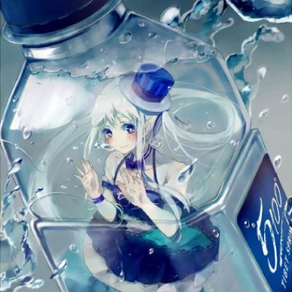 躺在杯子里的动漫少女头像