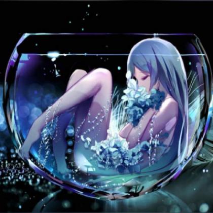躺在杯子里的动漫少女头像