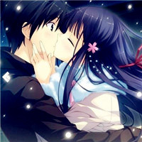 二次元唯美系情侣接吻头像