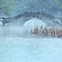 冬天杭州西湖雪花纷飞风景qq头像图片