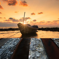 夕阳下的船舶码头风景qq头像图片