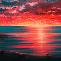 晚霞艺术风景插画风景头像图片