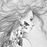 个性黑白素描人物头像