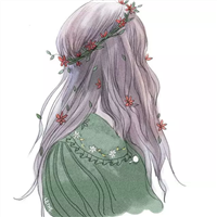 手绘背影女生头像