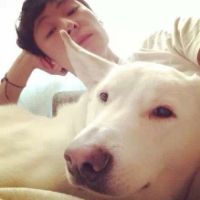 抱着狗狗的男生头像