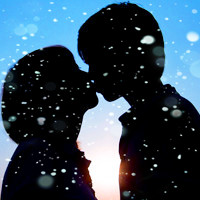 一起淋雪的情侣头像图片