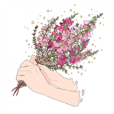 高清好看的唯美鲜花插画头像图片,动漫头像图片
