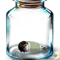 关在瓶子里的动漫人物头像