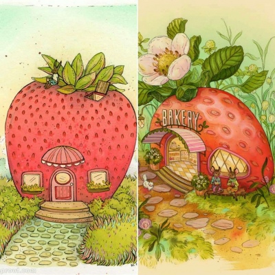 高清童话般温馨的唯美小屋图片头像