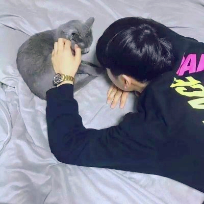 抱猫的帅气男头像,男生头像图片