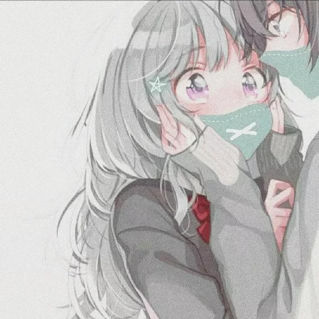 口罩情侣头像一左一右动漫