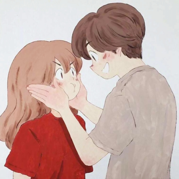 手绘情侣日常生活插画头像