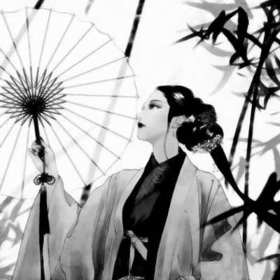 古风黑白手绘女生头像