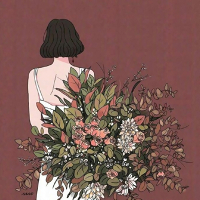 拿花动画女生头像图片