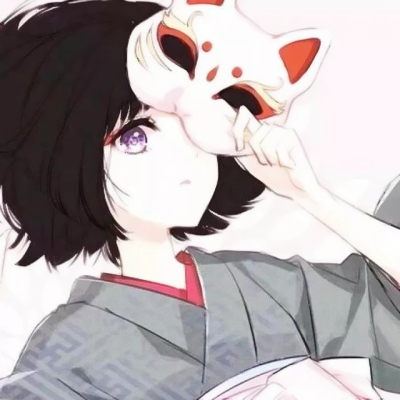 戴狐狸面具的动漫少女头像图片