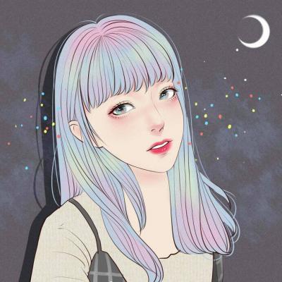 个性手绘女生头像彩色
