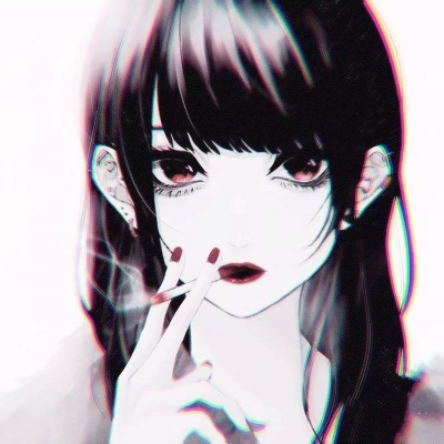 高清一左一右的黑暗系黑白红瞳情头图片,情侣头像图片