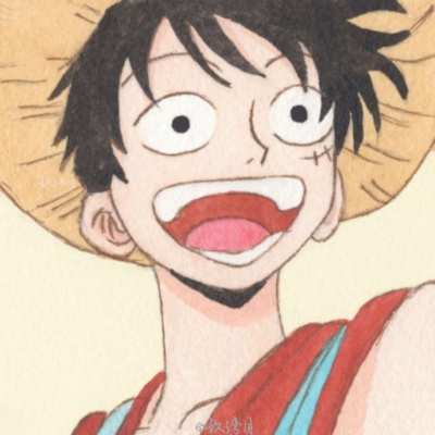 高清海贼王路飞微笑手绘超清头像图片