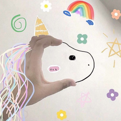 抖音网红独角兽手势图最火拍照手势独角兽涂鸦图片