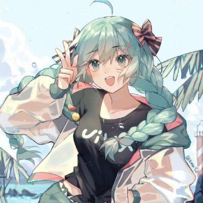 精美的初音未來頭像藍色系清新圖片